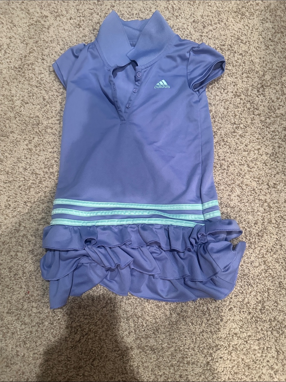 adidas Lavender Polo Dress with Aqua Stripe and Ruffle Hem